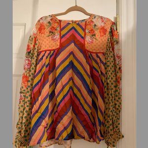 Anthropologie blank colorful multi print blouse